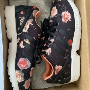 RARE Adidas ZX Flux Black Floral Sneaker